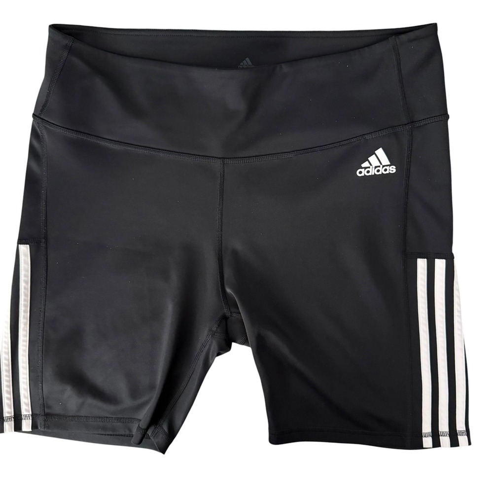 Adidas AeroReady Training Shorts Womens XL Black Athletic 3-Stripe Primegreen - Picture 3 of 14